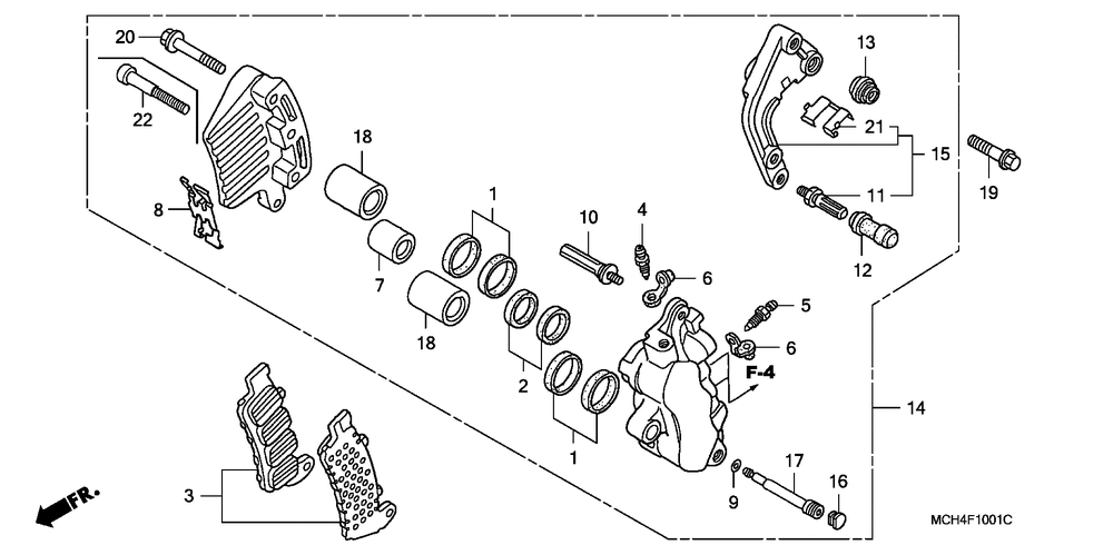 Front brake caliper (l.)