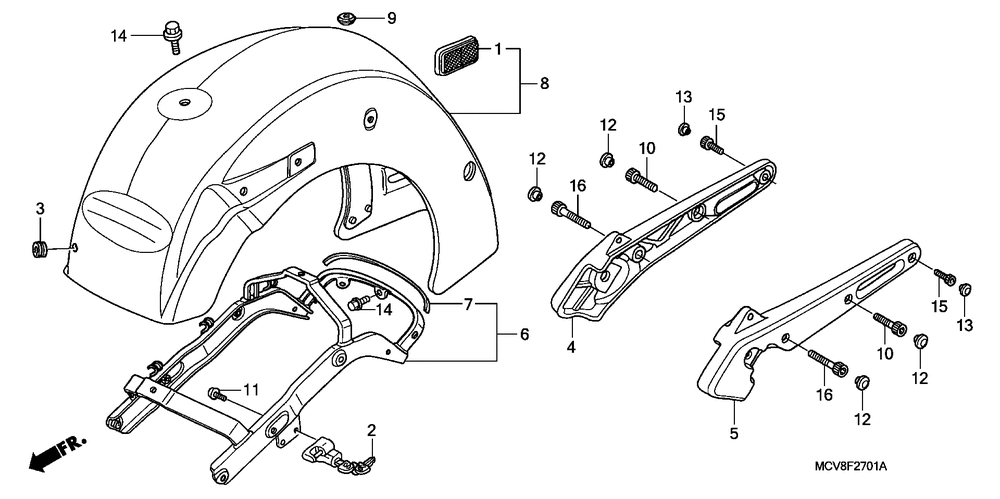 Rear fender & grab rail(vtx1800n)