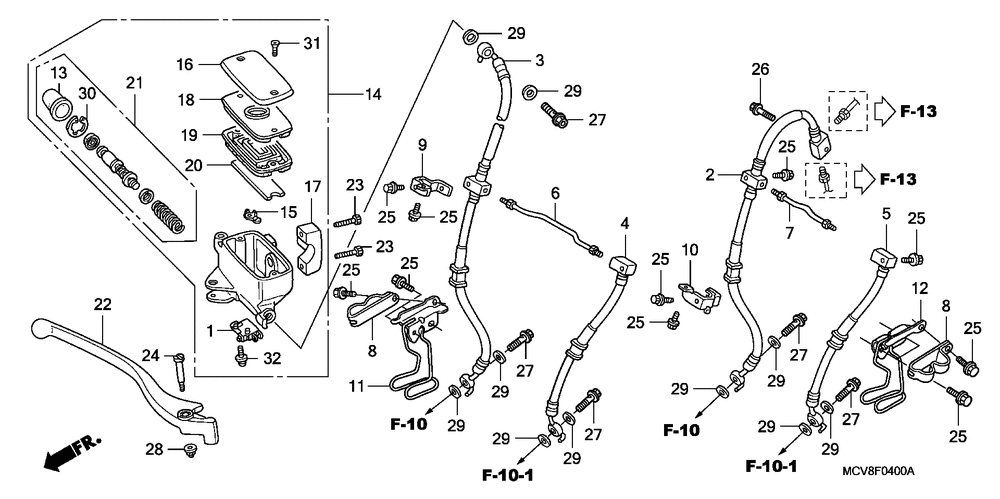 Front brake mastercylinder