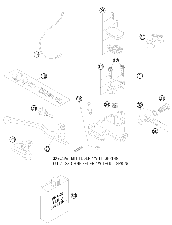 Hand brake cylinder