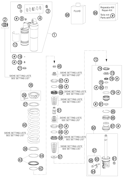 Shock absorber disassembled