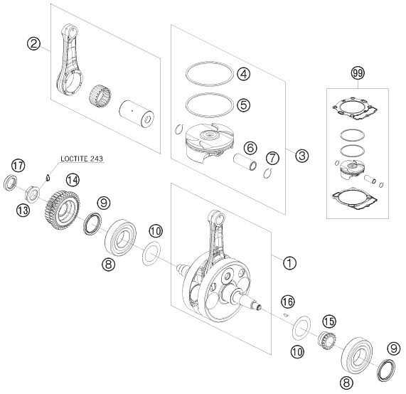 Crankshaft, piston