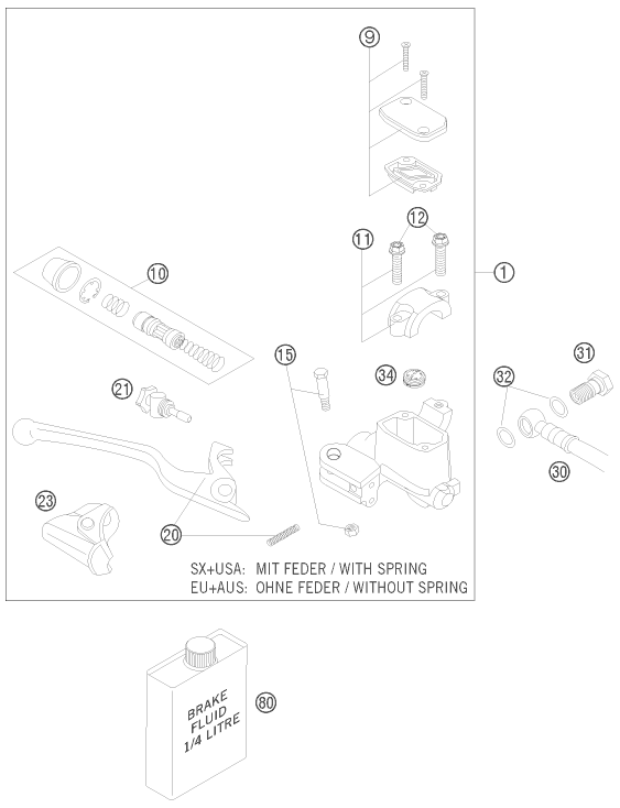 Hand brake cylinder