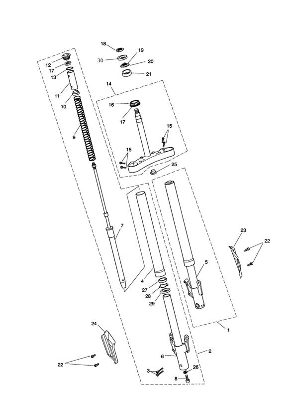 Front forks & yokes - roadster only