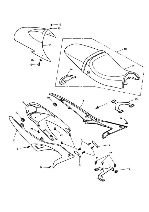 Rear bodywork & seat  333178