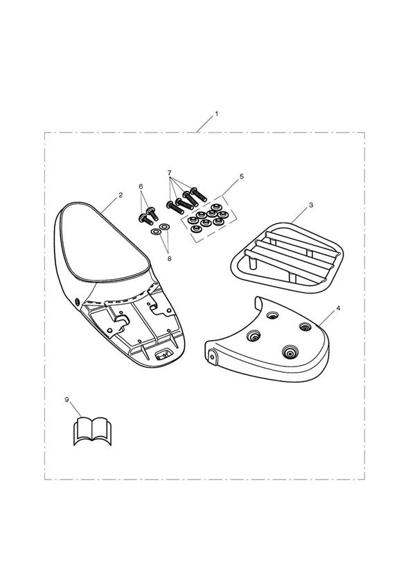 Single seat & rack kit, white piping