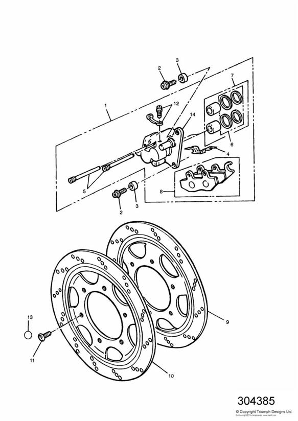 Front brake caliper and disc