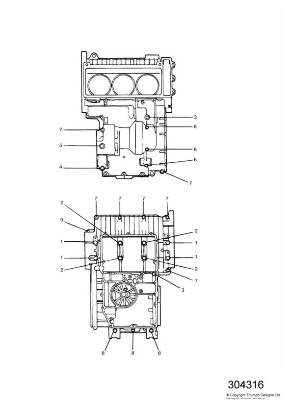 Crankcase fixings  + 9872